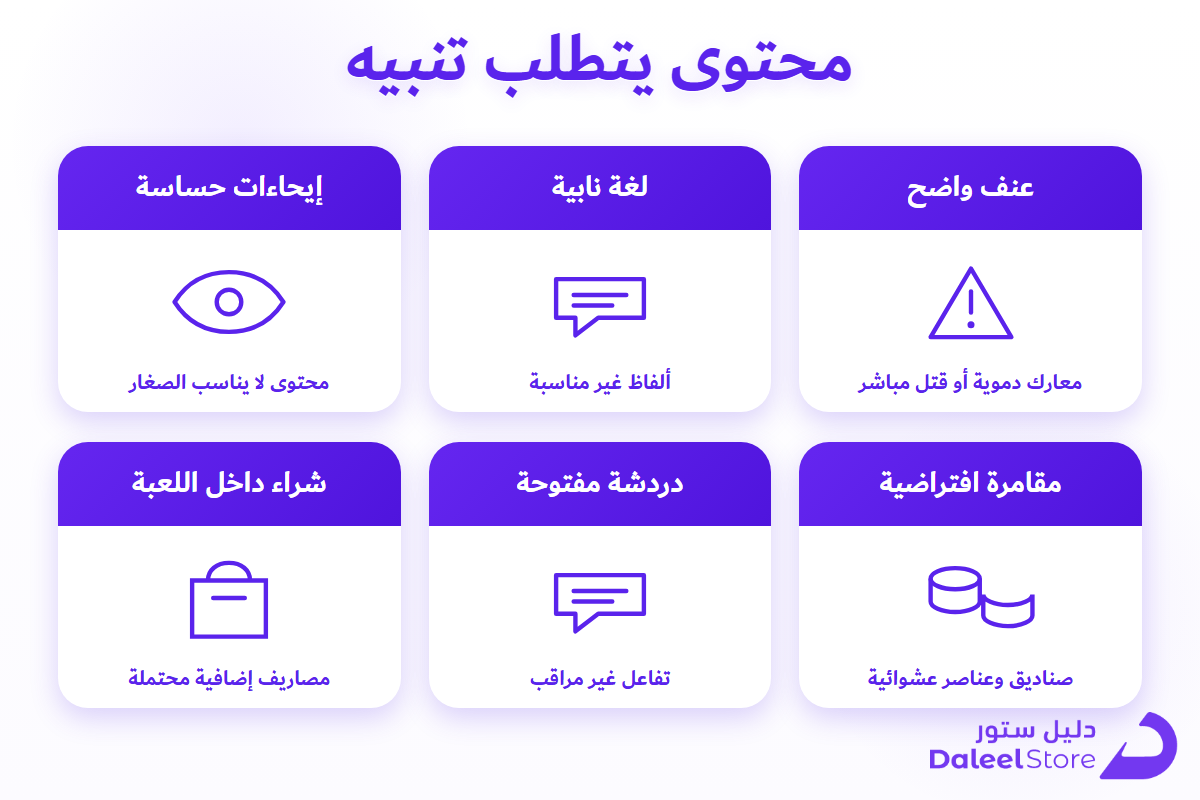 قائمة تحقق من نوع المحتوى قبل شراء اللعبة في السعودية