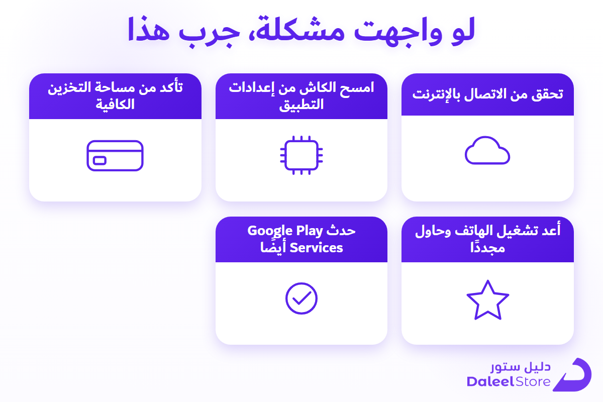 قائمة حلول مشكلات تحديث متجر بلاي