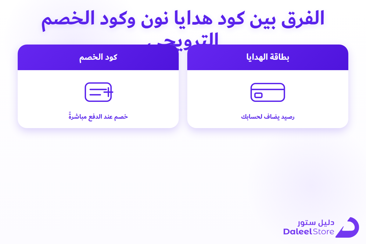 الفرق بين كود هدايا نون وكود الخصم الترويجي
