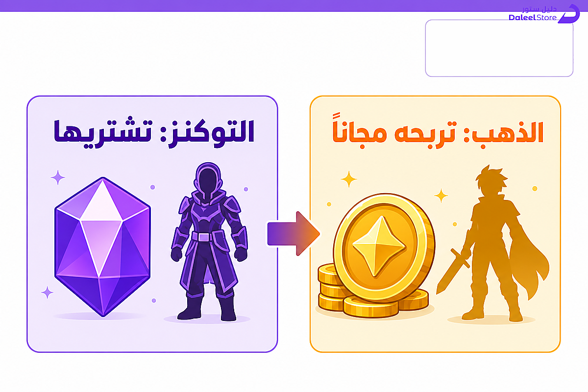 مقارنة بصرية بين عملة الذهب وعملة التوكنز في Honor of Kings