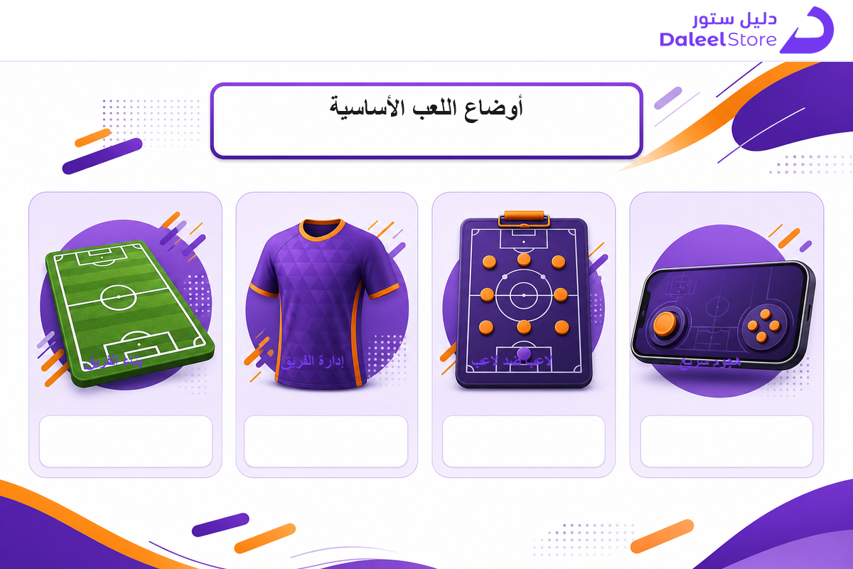 أوضاع اللعب الأساسية في فيفا موبايل: الهجوم السريع ولاعب ضد لاعب وإدارة الفريق وبناء الفريق